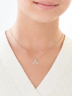 Apart Zawieszka z białego złota z diamentem - aniołek - 0,003 ct - próba 585< Zawieszki