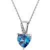 Clearance Apart Zawieszka z białego złota z brylantami i topazem London Blue - serce - próba 375