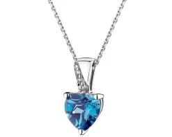 Clearance Apart Zawieszka z białego złota z brylantami i topazem London Blue - serce - próba 375