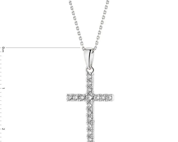 Apart Zawieszka z białego złota z brylantami - krzyż - 0,25 ct - próba 585< Zawieszki