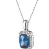 Discount Apart Zawieszka z białego złota z diamentami i topazem London Blue - próba 585
