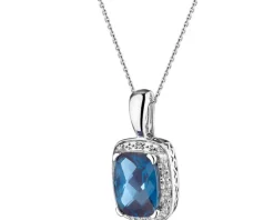 Discount Apart Zawieszka z białego złota z diamentami i topazem London Blue - próba 585