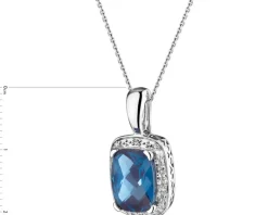 Discount Apart Zawieszka z białego złota z diamentami i topazem London Blue - próba 585