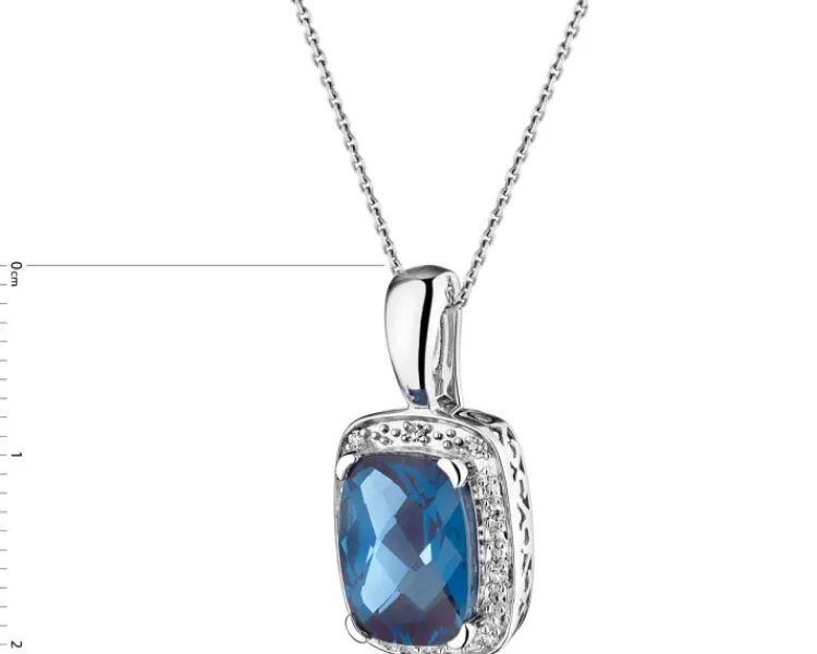 Discount Apart Zawieszka z białego złota z diamentami i topazem London Blue - próba 585