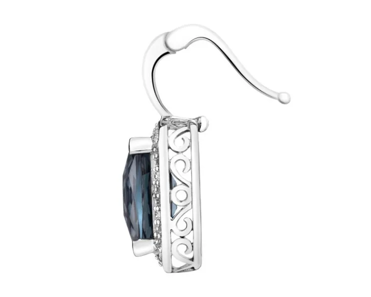 Discount Apart Zawieszka z białego złota z diamentami i topazem London Blue - próba 585