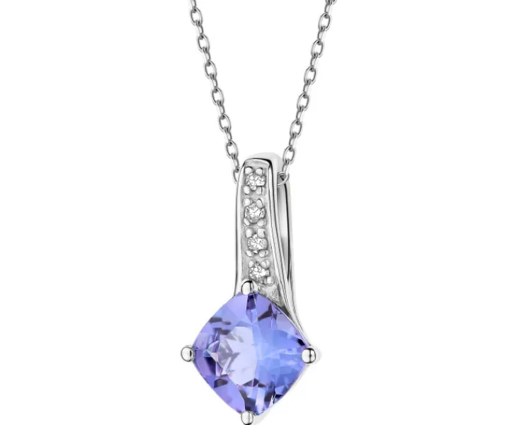 Discount Apart Zawieszka z białego złota z diamentami i tanzanitem - próba 585
