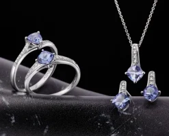 Discount Apart Zawieszka z białego złota z diamentami i tanzanitem - próba 585