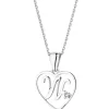 Best Apart Zawieszka z białego złota z diamentem – litera W, serce - 0,005 ct - próba 585