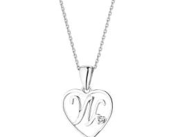 Best Apart Zawieszka z białego złota z diamentem – litera W, serce - 0,005 ct - próba 585
