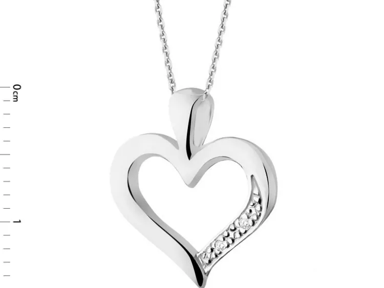 Apart Zawieszka z białego złota z diamentami - serce - 0,005 ct - próba 585< Zawieszki