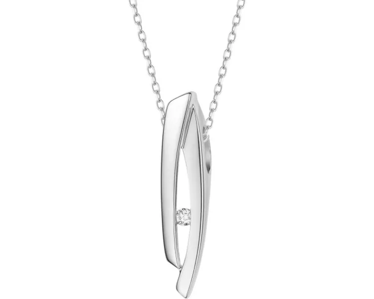 Apart Zawieszka z białego złota z brylantem - 0,02 ct - próba 585