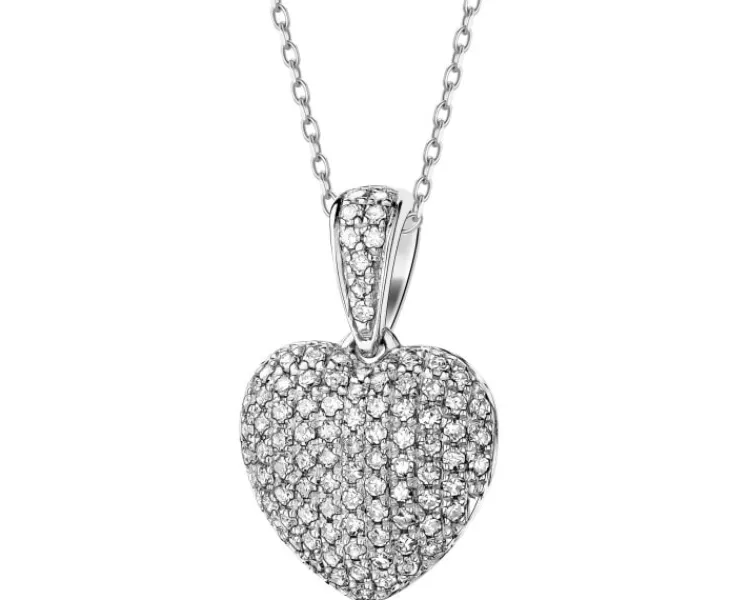 Online Apart Zawieszka z białego złota z diamentami - serce - 0,21 ct - próba 585