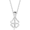 Sale Apart Zawieszka z białego złota z diamentem – serca, koniczyna - 0,003 ct - próba 585