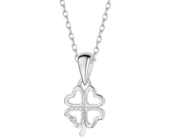 Sale Apart Zawieszka z białego złota z diamentem – serca, koniczyna - 0,003 ct - próba 585