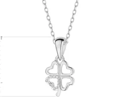 Sale Apart Zawieszka z białego złota z diamentem – serca, koniczyna - 0,003 ct - próba 585