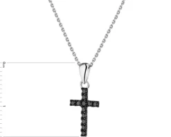 New Apart Zawieszka z białego złota z czarnymi brylantami - krzyż - 0,10 ct - próba 585