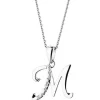Outlet Apart Zawieszka z białego złota z diamentem - litera M - 0,003 ct - próba 585