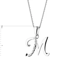 Outlet Apart Zawieszka z białego złota z diamentem - litera M - 0,003 ct - próba 585