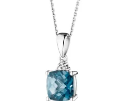 New Apart Zawieszka z białego złota z diamentami i topazem London Blue - próba 375