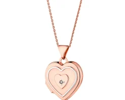 New Apart Zawieszka z różowego złota z diamentem - puzderko - serce - 0,004 ct - próba 585