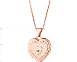 New Apart Zawieszka z różowego złota z diamentem - puzderko - serce - 0,004 ct - próba 585