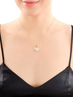 New Apart Zawieszka z różowego złota z diamentem - puzderko - serce - 0,004 ct - próba 585
