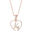 Apart Zawieszka z różowego złota z diamentem - litera K, serce - 0,005 ct - próba 375< Zawieszki