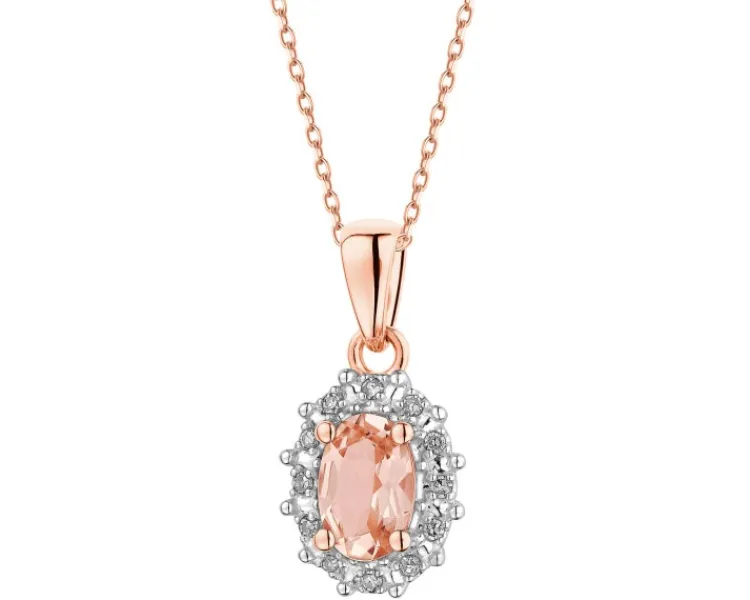 Apart Zawieszka z różowego złota z diamentami i morganitem - próba 585< Zawieszki