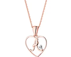 Apart Zawieszka z różowego złota z diamentem - litera A, serce - 0,005 ct - próba 375< Zawieszki