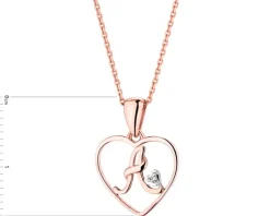 Apart Zawieszka z różowego złota z diamentem - litera A, serce - 0,005 ct - próba 375< Zawieszki