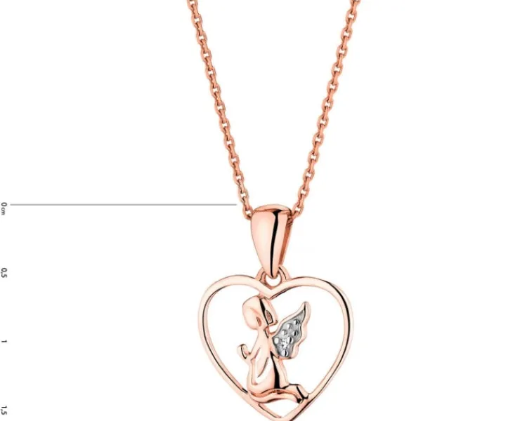 Online Apart Zawieszka z różowego złota z diamentem - aniołek, serce - 0,003 ct - próba 375