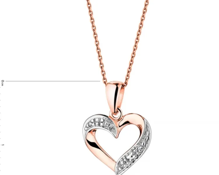 Sale Apart Zawieszka z różowego złota z diamentami - serce - 0,01 ct - próba 585