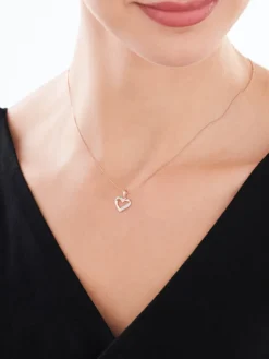 Sale Apart Zawieszka z różowego złota z diamentami - serce - 0,01 ct - próba 585