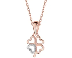 Apart Zawieszka z różowego złota z diamentem – serca, koniczyna - 0,003 ct - próba 375< Zawieszki