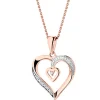 Discount Apart Zawieszka z różowego złota z diamentami - serca - 0,01 ct - próba 585