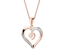 Discount Apart Zawieszka z różowego złota z diamentami - serca - 0,01 ct - próba 585