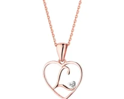Discount Apart Zawieszka z różowego złota z diamentem - litera L, serce - 0,005 ct - próba 375
