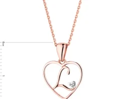 Discount Apart Zawieszka z różowego złota z diamentem - litera L, serce - 0,005 ct - próba 375
