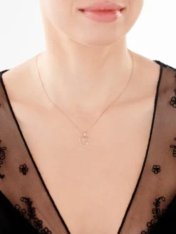 Discount Apart Zawieszka z różowego złota z diamentem - litera L, serce - 0,005 ct - próba 375