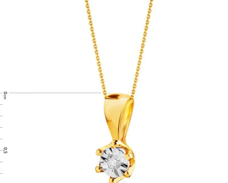 Online Apart Zawieszka z żółtego i białego złota z brylantem - 0,01 ct - próba 375