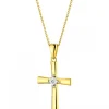 Apart Zawieszka z żółtego i białego złota z diamentem - krzyż - 0,003 ct - próba 375< Zawieszki