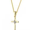 Outlet Apart Zawieszka z żółtego i białego złota z diamentem - krzyż - 0,005 ct - próba 375