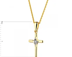 Outlet Apart Zawieszka z żółtego i białego złota z diamentem - krzyż - 0,005 ct - próba 375