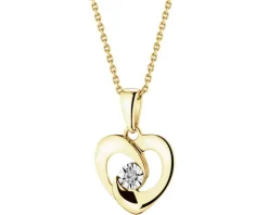 Apart Zawieszka z żółtego i białego złota z brylantem - serce - 0,01 ct - próba 375< Zawieszki