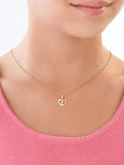 Apart Zawieszka z żółtego i białego złota z brylantem - serce - 0,01 ct - próba 375< Zawieszki