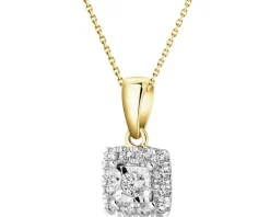 Best Apart Zawieszka z żółtego i białego złota z brylantami - kwadrat - 0,15 ct - próba 585