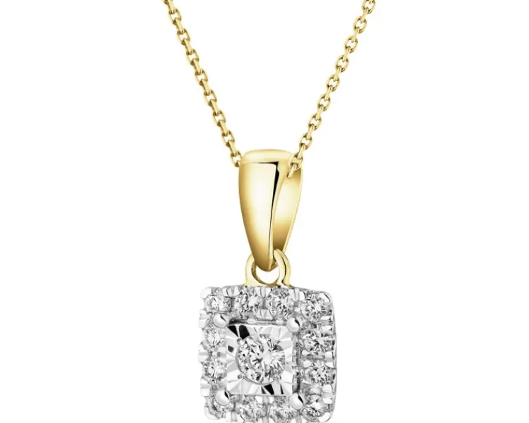 Best Apart Zawieszka z żółtego i białego złota z brylantami - kwadrat - 0,15 ct - próba 585