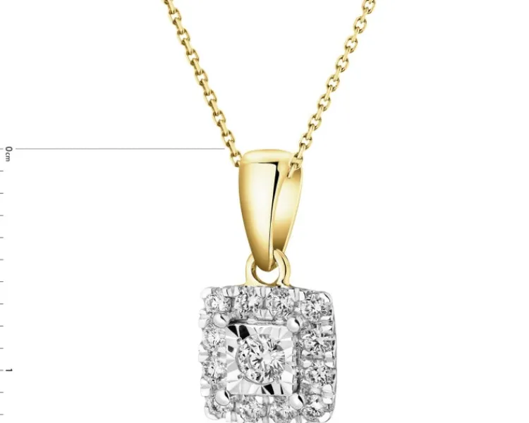 Best Apart Zawieszka z żółtego i białego złota z brylantami - kwadrat - 0,15 ct - próba 585