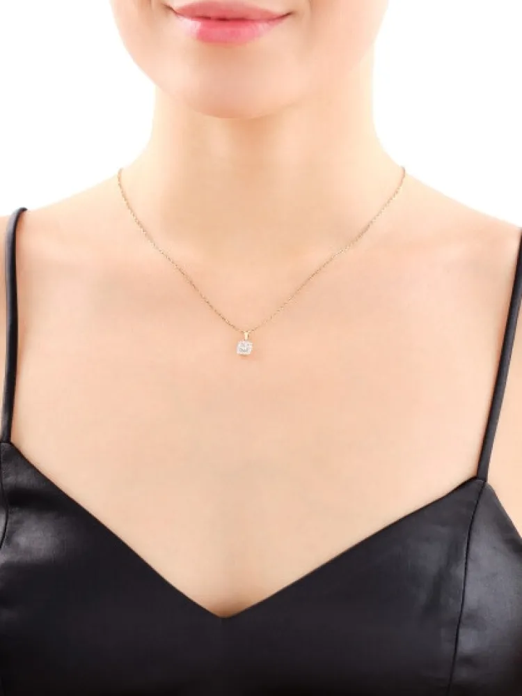 Best Apart Zawieszka z żółtego i białego złota z brylantami - kwadrat - 0,15 ct - próba 585