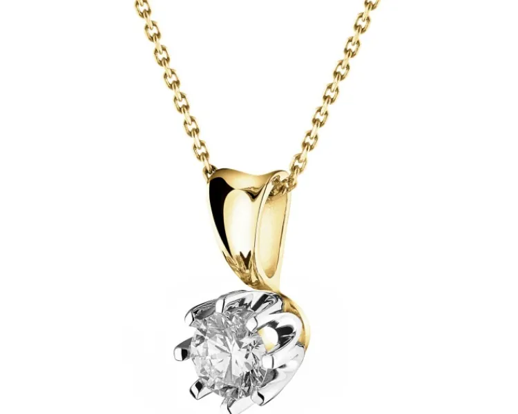 Outlet Apart Zawieszka z żółtego i białego złota z brylantem - SI2/H - 0,34 ct - próba 585